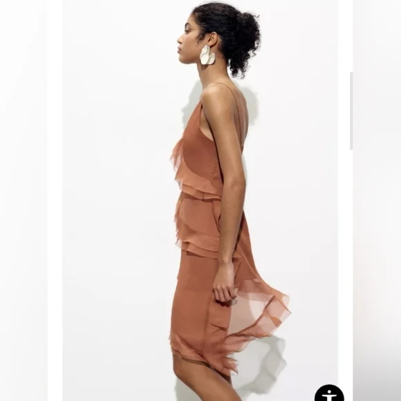 Zara Asymmetrical Dress With Ruffles - Picture 4 of 7